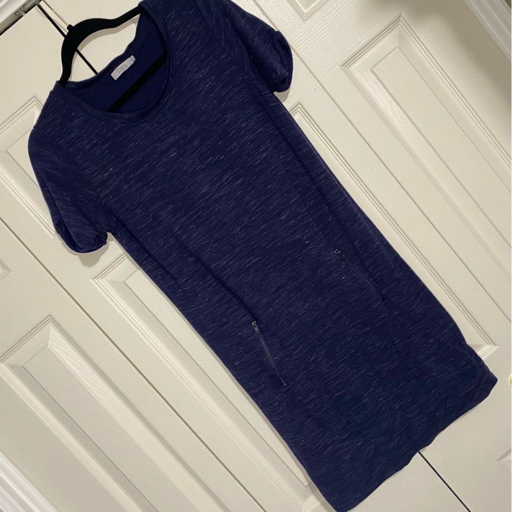 Dalia Navy Blue Knee-length Dress with a Big Pocket